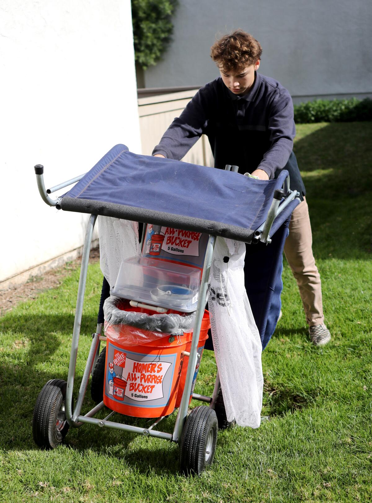 Jordan Szigeti-Larenne, 17 of Irvine, designed and built a mobile cart for homeless individuals.