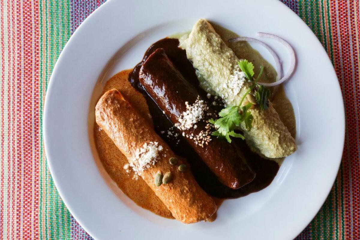 The three enchilada plate at La Casita Mexicana