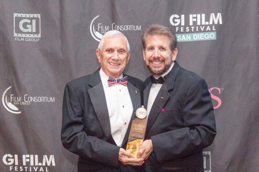 Retired Air Force Col. Victor Vizcarra and his son, 4S Ranch resident Mark Vizcarra at the 2018 GI Film Festival San Diego.