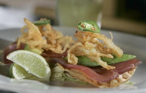 The tostadas de atun at Yxta Cocina Mexicana in downtown L.A.