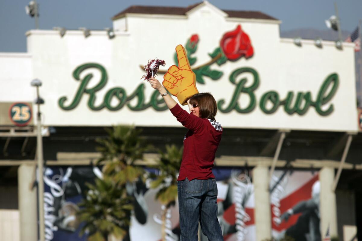 The Rose Bowl has been site of a BCS championship game, but the stadium will not bid for any of the College Football Playoff championship games at this time.