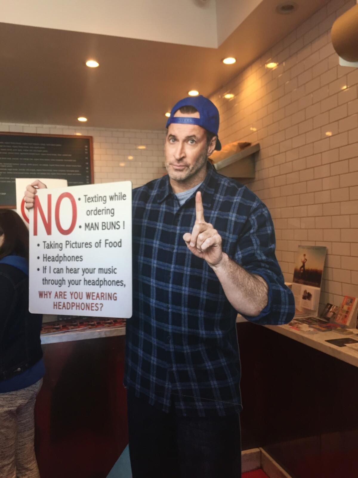 A cardboard cutout of resident grump Luke (Scott Patterson) added to the authenticity of the faux Luke's Diner decor.