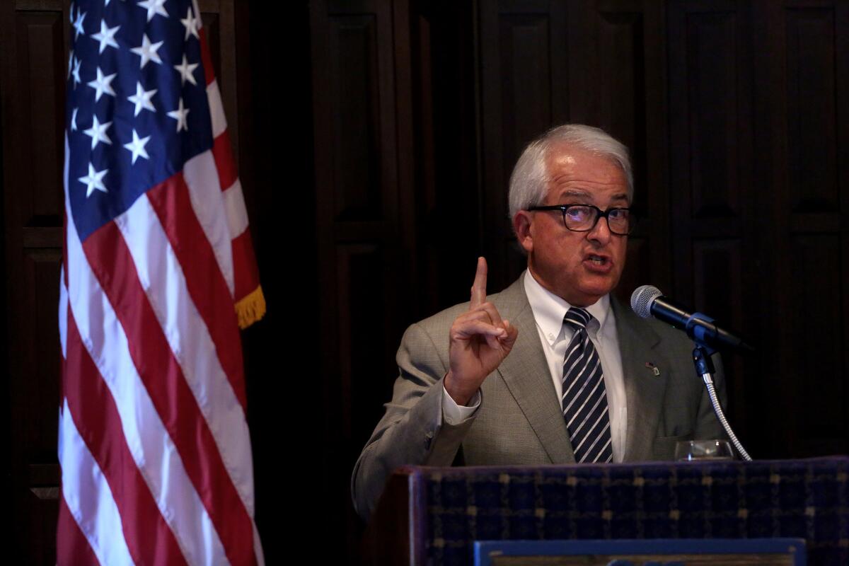 Republican gubernatorial candidate John Cox speaks to the Lincoln Club of Riverside County in June.