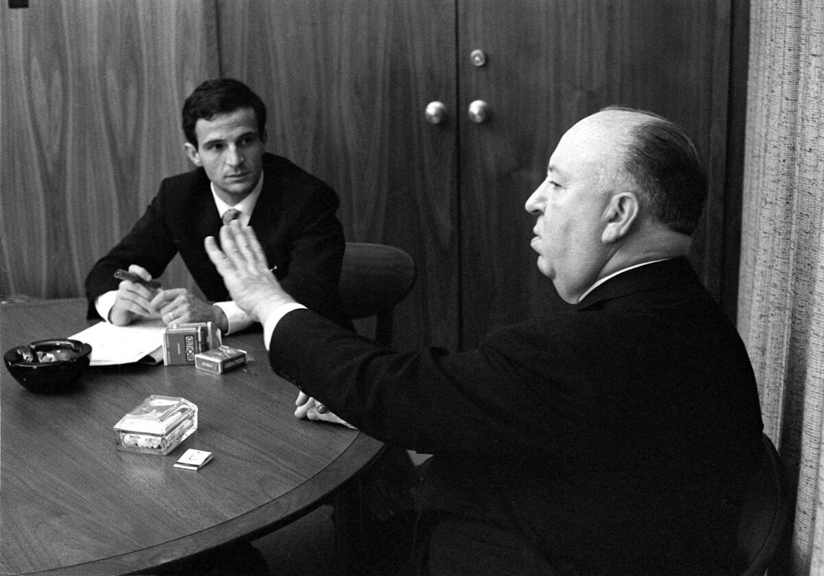 Alfred Hitchcock, right, and Francois Truffaut.
