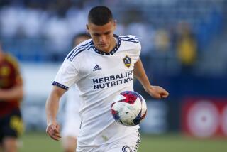 LA Galaxy forward Dejan Joveljic (9) controls the ball against the Seattle Sounders during the first half of an MLS soccer match in Carson, Calif., Saturday, April1, 2023. (AP Photo/Ringo H.W. Chiu)