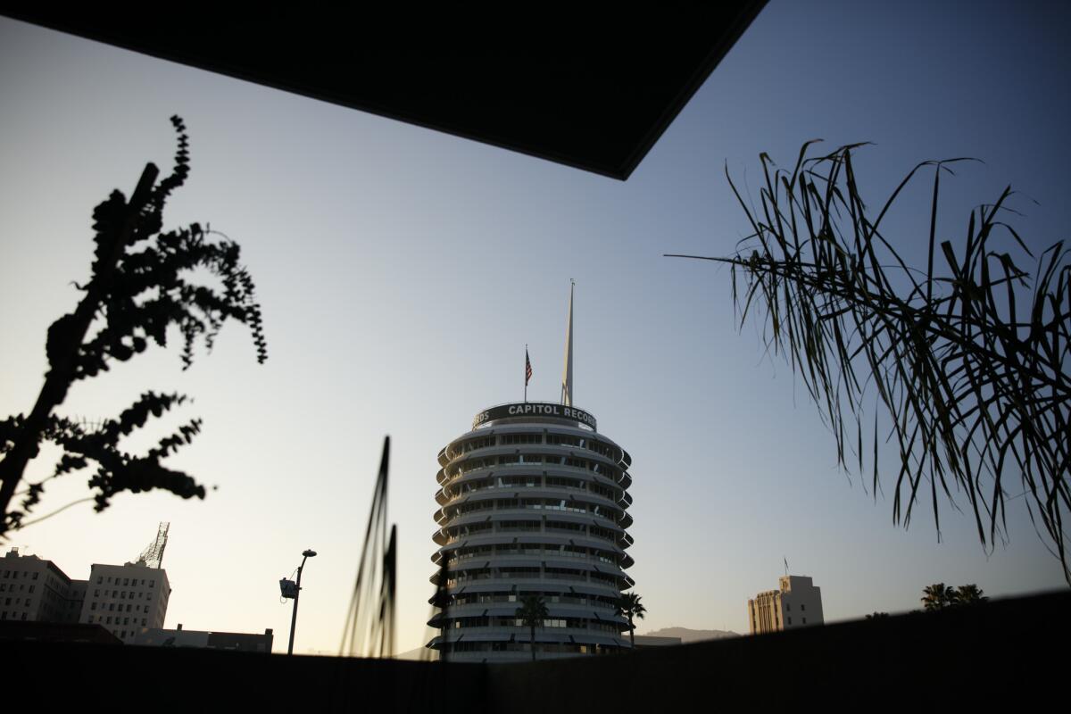 A view of the Capitol Records building from Matty Pipes' terrace.