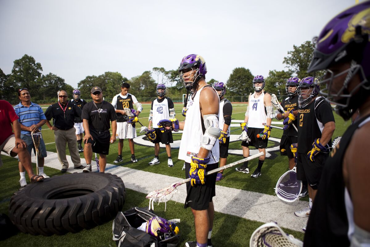 Iroquois Nationals during a practice session in Staten Island, N.Y., in 2010