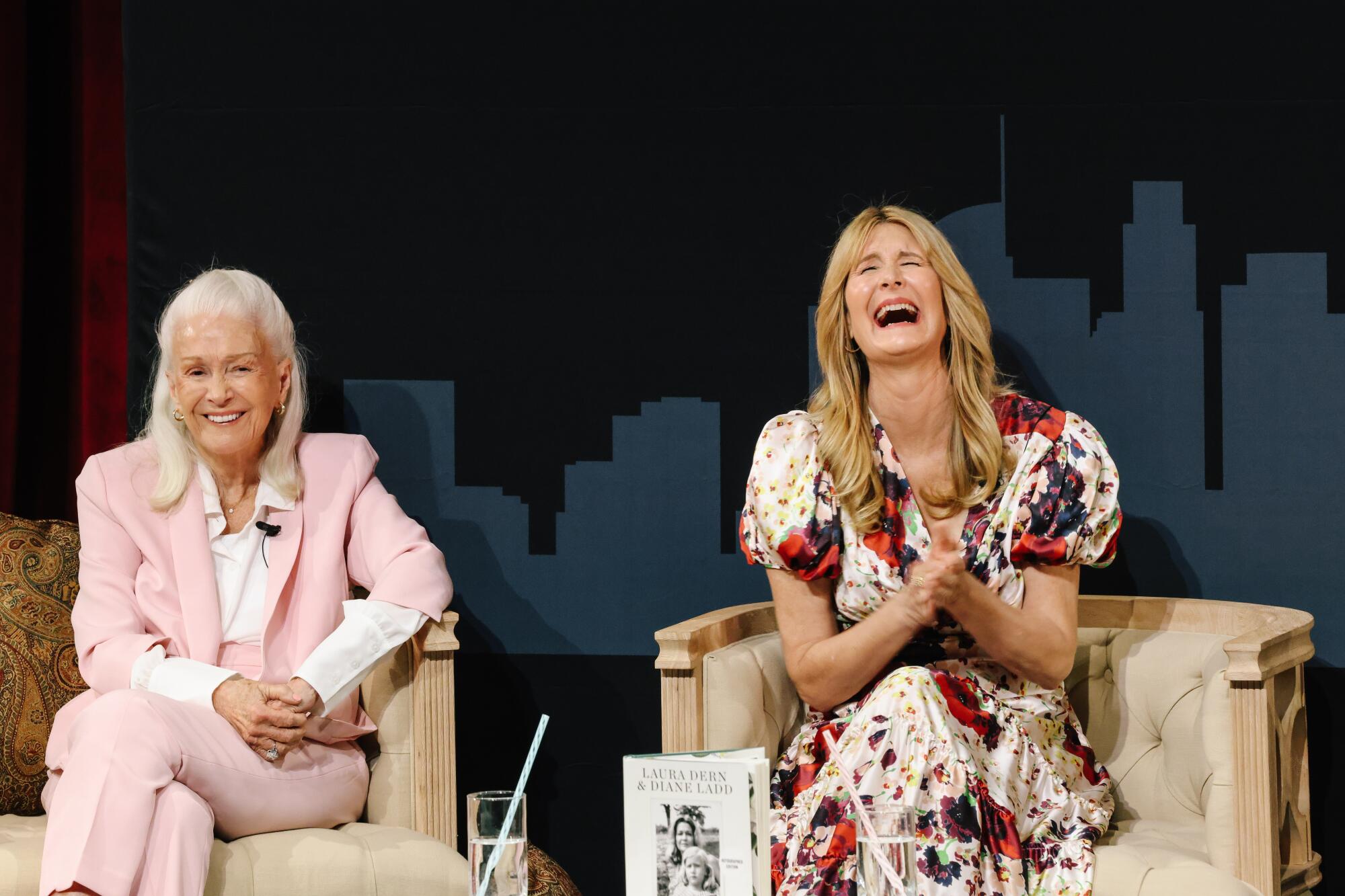 Actors Diane Ladd, left, and her daughter Laura Dern onstage during the Festival of Books.