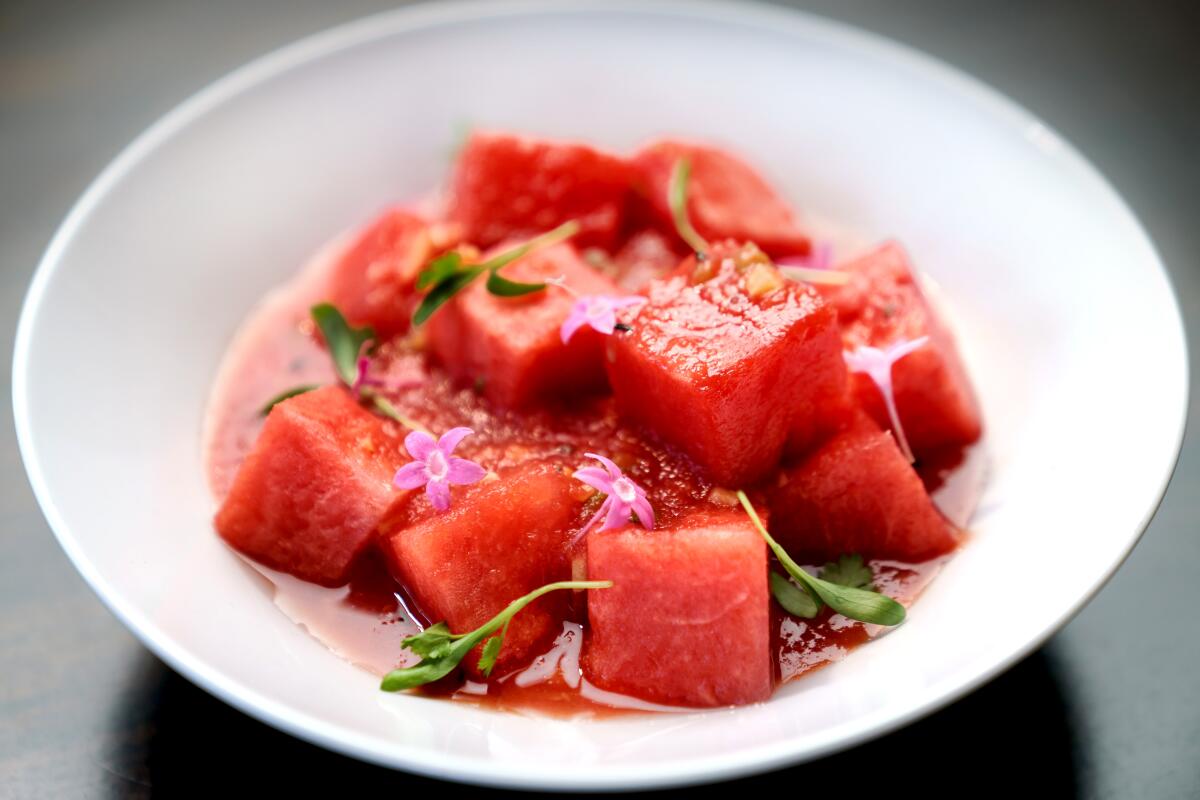 A bowl of watermelon curry