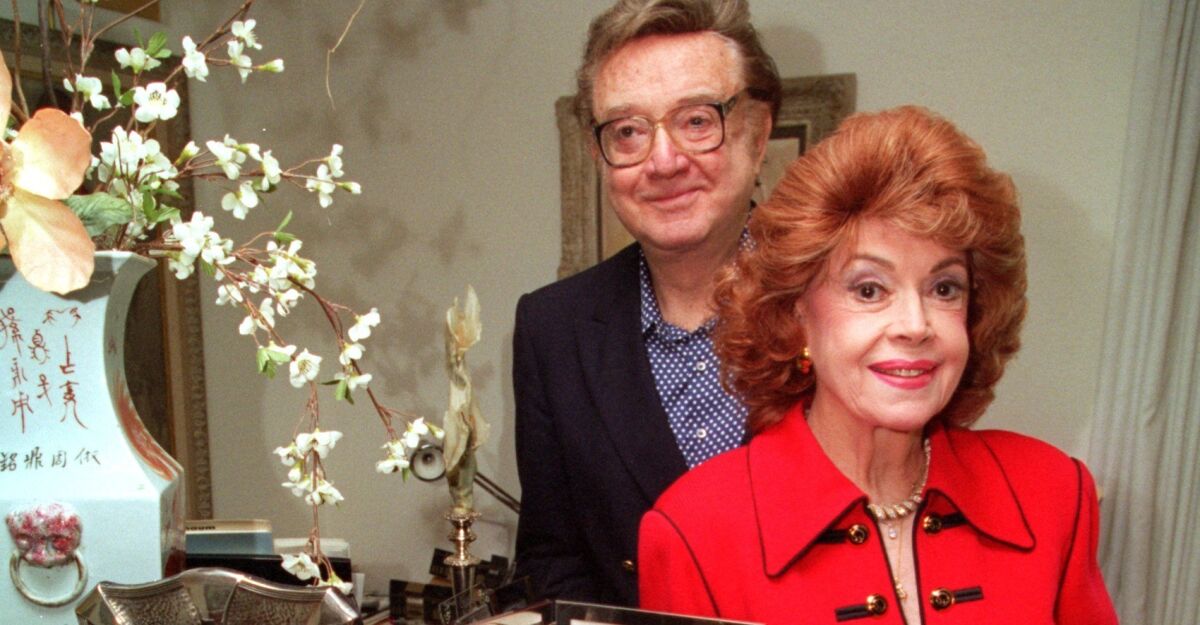 Jayne Meadows with husband Steve Allen at their Encino home in 1995. They met on the "I've Got a Secret" game show.