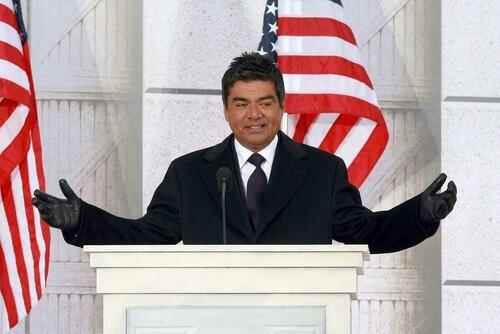 Actor/comedian George Lopez speaks at the We Are One concert at the Lincoln Memorial.