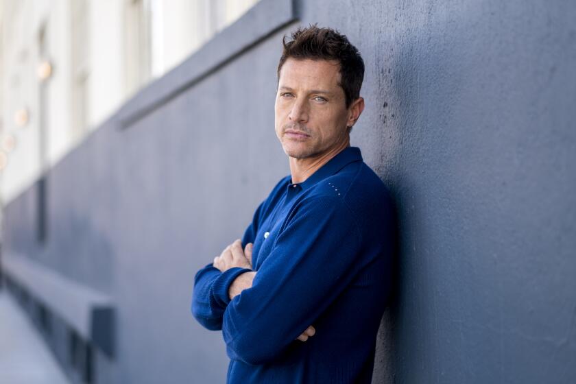 LOS ANGELES, CA - OCTOBER 28: Portrait of actor Simon Rex at SOHO Warehouse on Thursday, Oct. 28, 2021 in Los Angeles, CA. Rex portrays a former adult film actor who returns home to Texas to his wife to try to pick up the pieces in the new film RED ROCKET. (Francine Orr / Los Angeles Times)