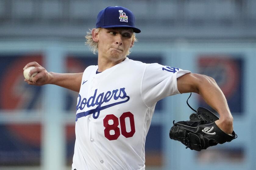 Dodgers' Emmet Sheehan pitches against the San Francisco Giants on June 16, 2023, at Dodger Stadium.