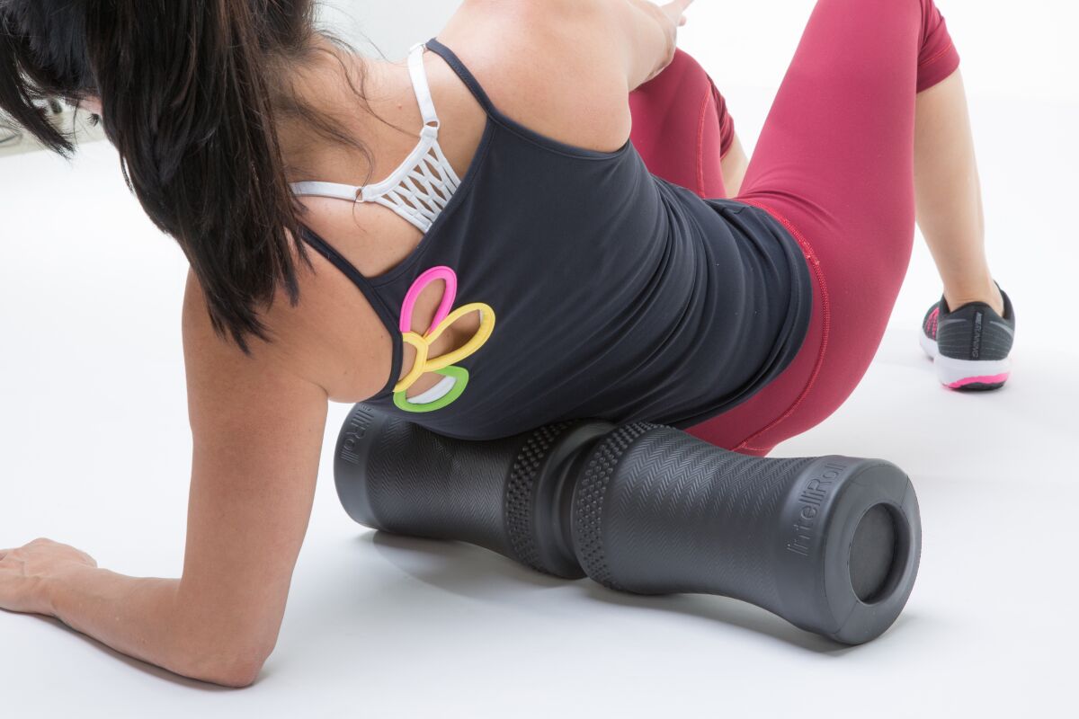 The IntelliRoll is an intricately sculpted foam roller that specializes in massaging and lengthening the back.