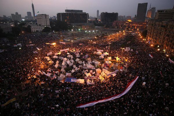 Protesters in Tahrir Square demonstrate against Egyptian President Mohamed Morsi's power grab.