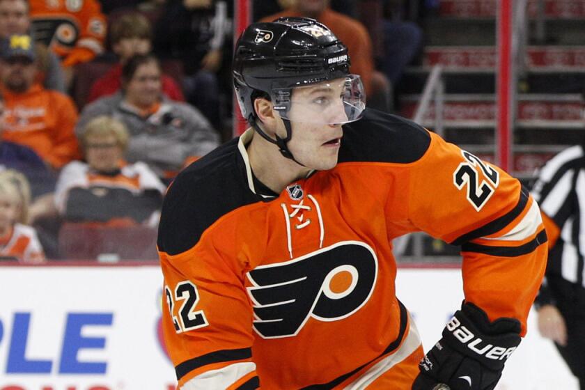 Former Philadelphia Flyers' Luke Schenn in action during the second period against the Nashville Predators on Nov. 27.