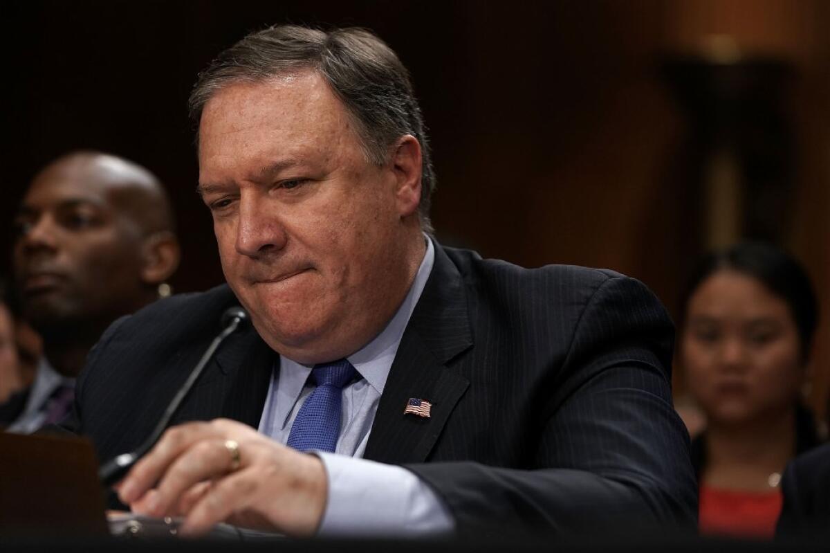 Secretary of State Michael R. Pompeo testified Wednesday before the Senate Foreign Relations Committee.