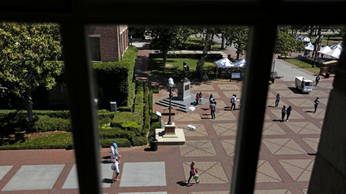 The campus of the University of Southern California in Los Angeles, Calif. on April 28, 2017.