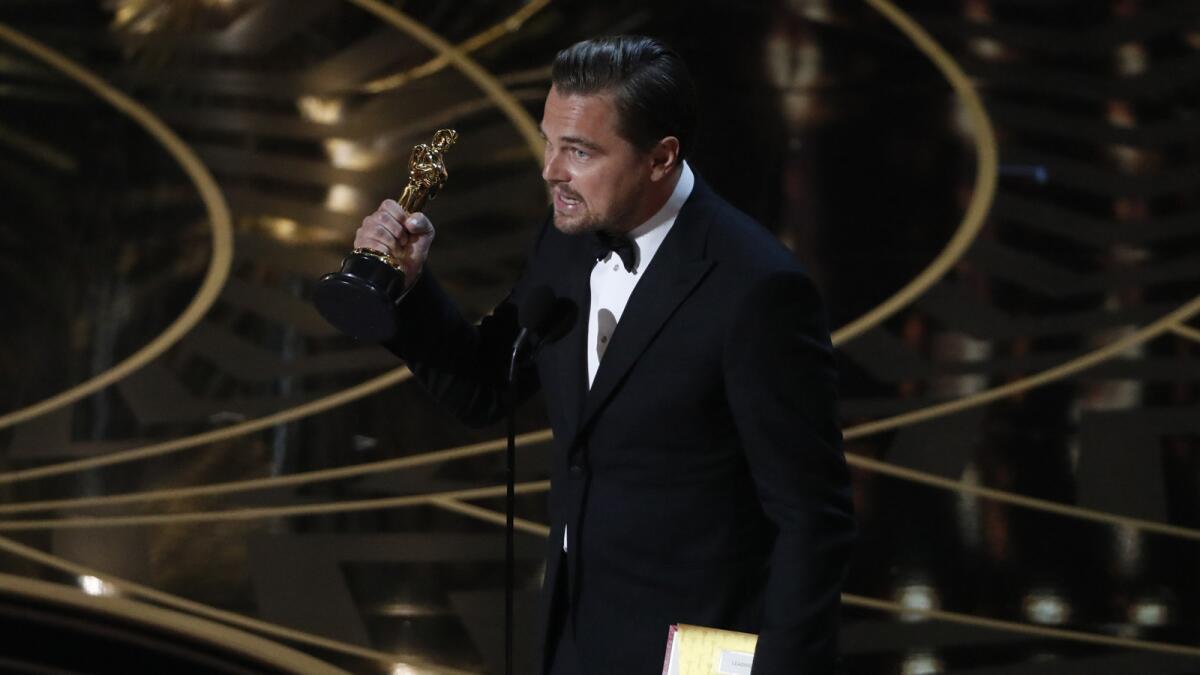 Leonardo DiCaprio won a lead actor Oscar for his work in "The Revenant."