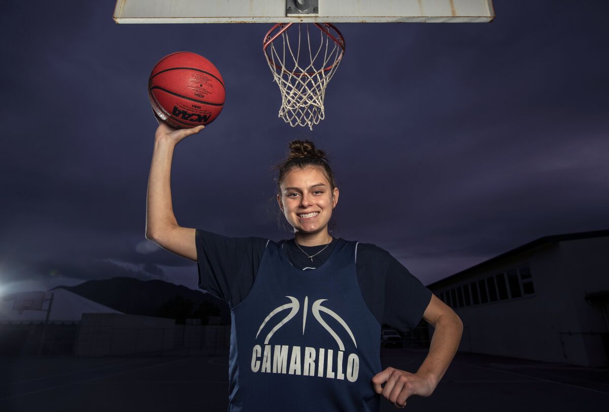 Gabriela Jaquez poses for a photo on the Camarillo High campus.