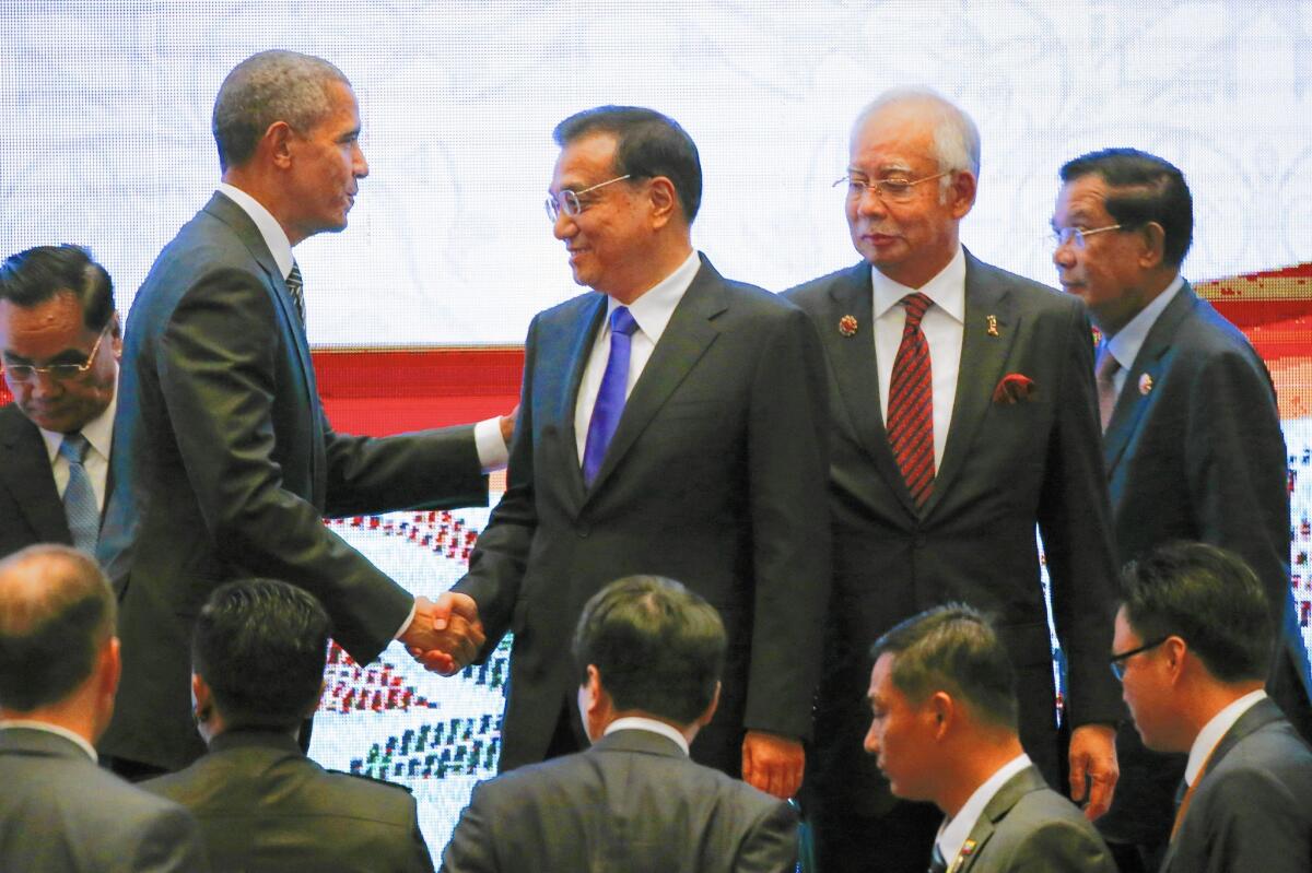 President Obama greets ASEAN leaders during their last summit, in November in Kuala Lumpur, Malaysia.