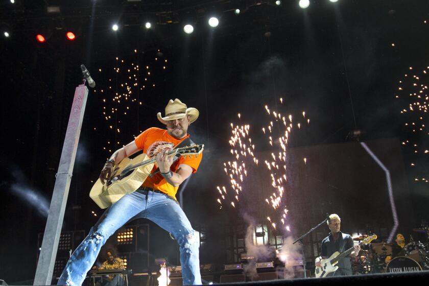 Jason Aldean performs Saturday night at the Stagecoach Country Music Festival in Indio.