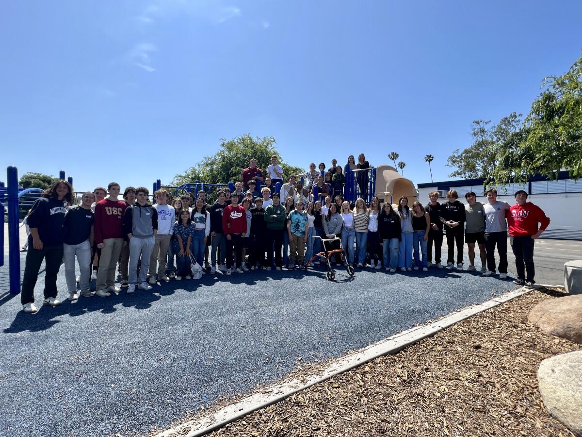 Former Bird Rock Elementary School students who are graduating from high school gather to catch up June 6.