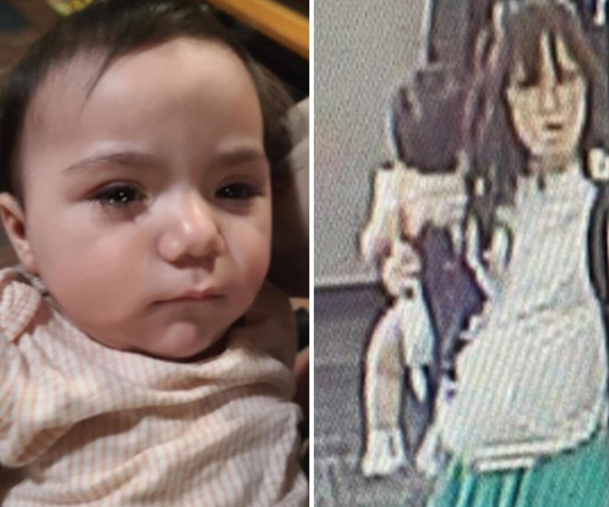 Side by side photos of an infant and a mom holding an infant.