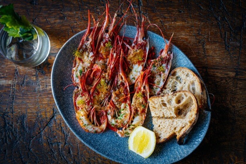 Spot Prawns a la Plancha is on the menu at The Fishery.