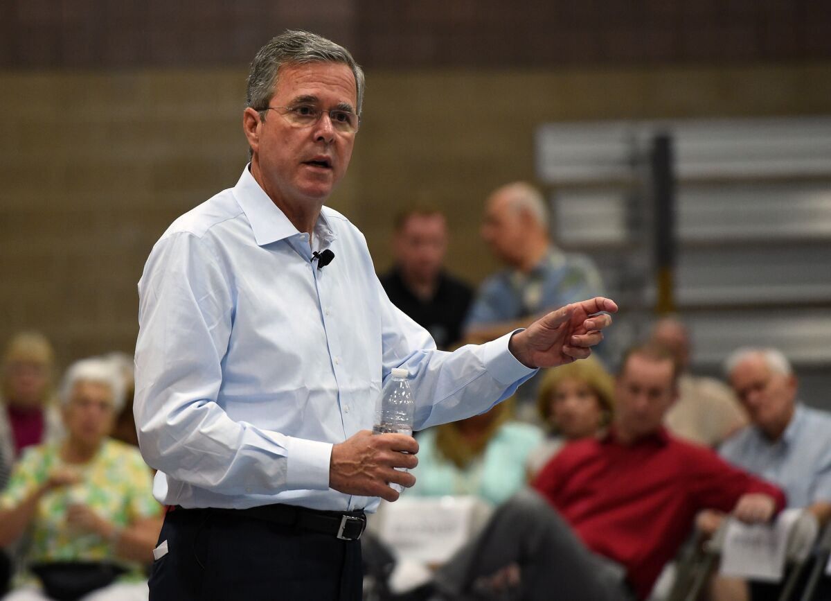 Republican presidential candidate Jeb Bush speaks at a town hall meeting in Henderson, Nev., on Saturday.