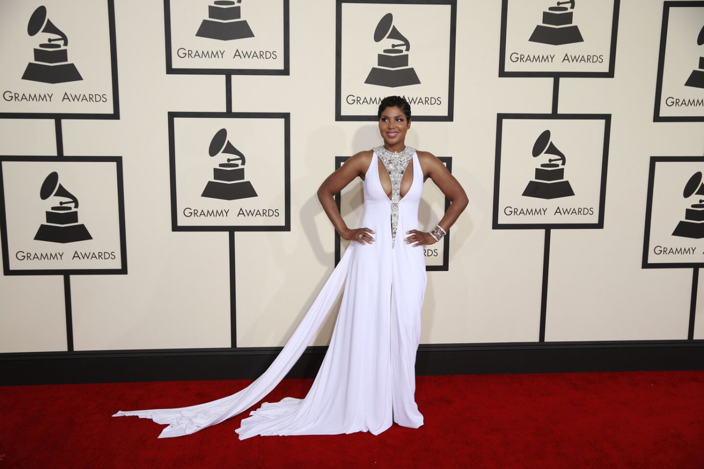 Toni Braxton on the Grammy red carpet.