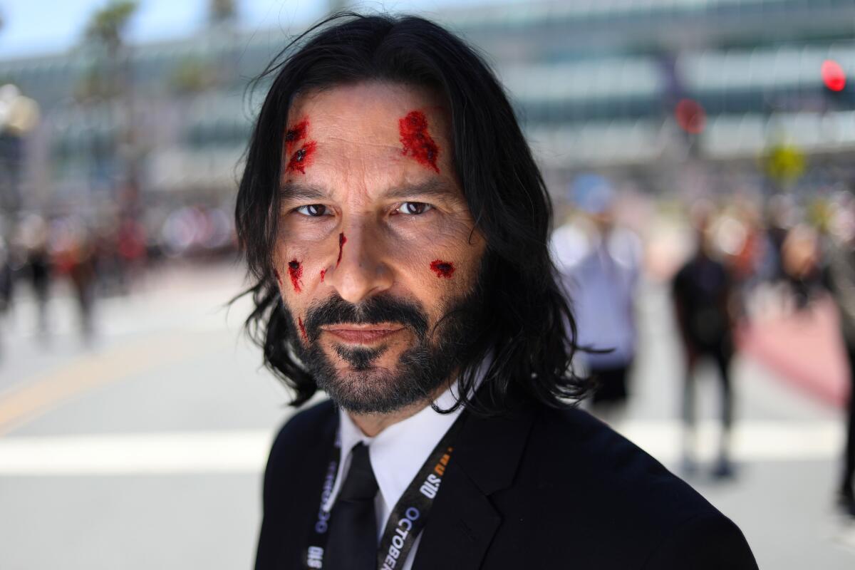 Rudy Keith of Albuquerque dressed as John Wick at Comic-Con International in San Diego on Thursday.