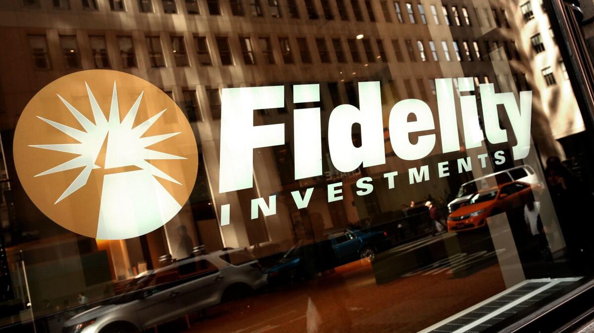 The Fidelity Investments logo near Wall Street.