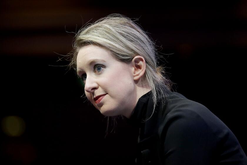 FILE- In this Nov. 2, 2015, file photo, Elizabeth Holmes, founder and CEO of Theranos, speaks at the Fortune Global Forum in San Francisco. On Wednesday, March 14, 2018, the Securities and Exchange Commission filed charges against Holmes and her company for defrauding investors. (AP Photo/Jeff Chiu, File)