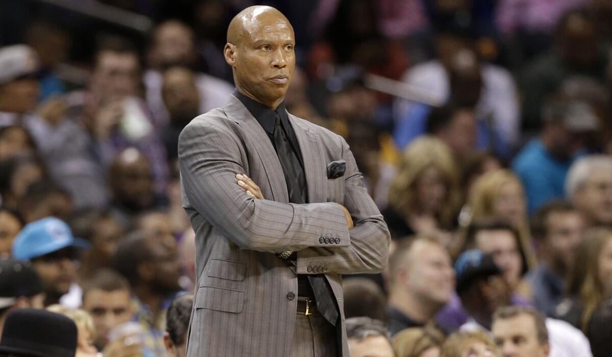Los Angeles Lakers head coach Byron Scott watches the action against the Charlotte Hornets in the second half on Dec. 28.