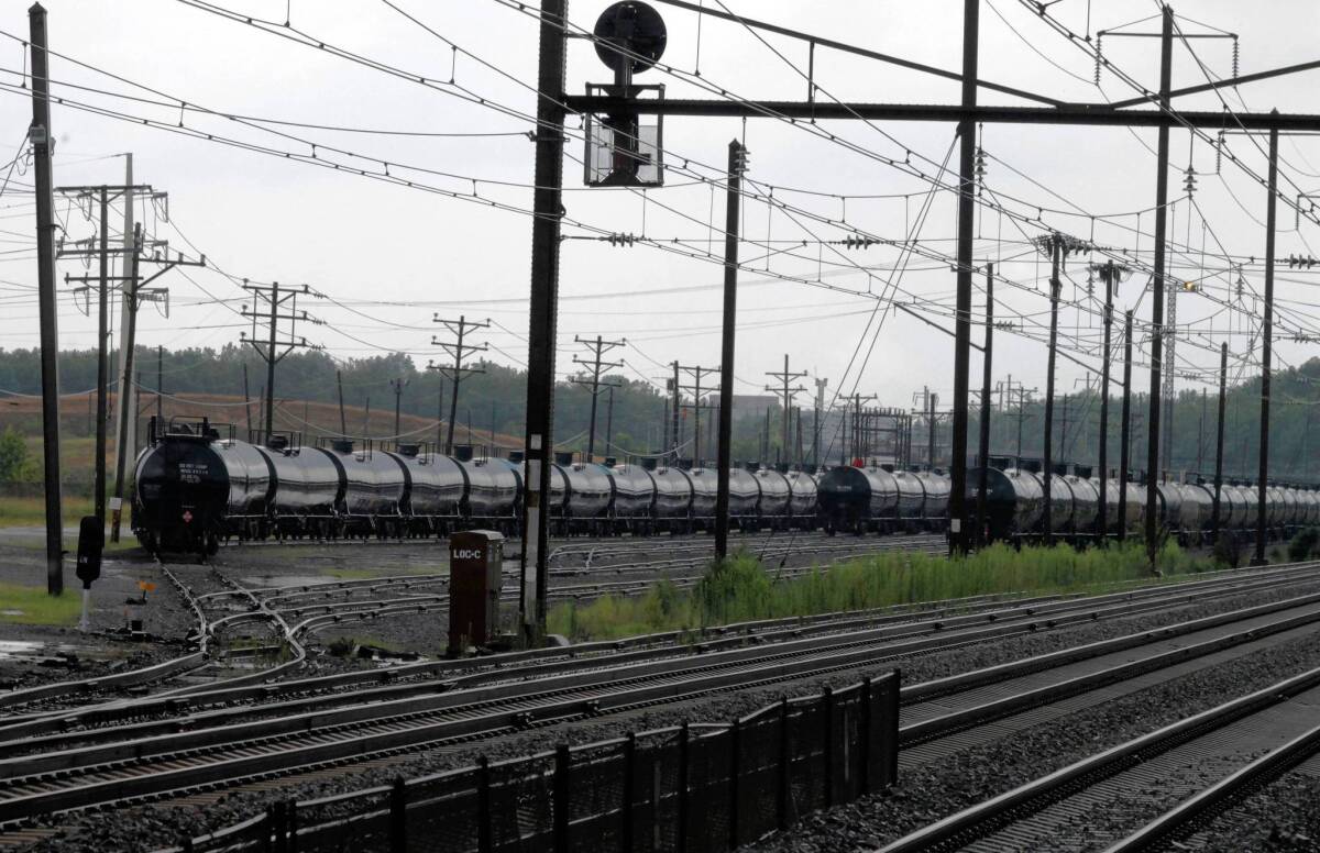 Rail tank cars in Newark, Del. A push for greater tanker safety standards has been driven by a series of oil tank car crashes in recent months and the expanding volume of crude being transported by rail in the United States.