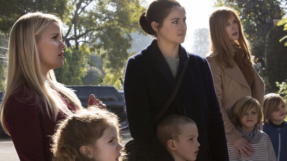 Reese Witherspoon, Darby Camp, Shailene Woodley, Iain Armitage, Nicole Kidman, Cameron Crovetti, Nicolas Crovetti in a scene from HBO's "Big Little Lies." (Hilary Bronwyn Gayle / HBO)
