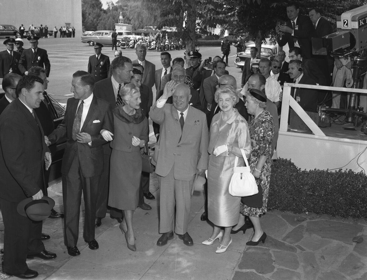 Soviet Premier Nikita Khrushchev among a crowd of people