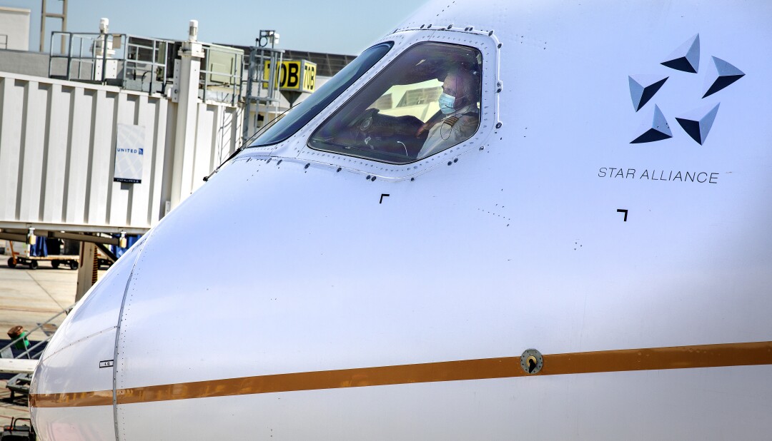 United Airlines pilot David Kuhn steers a Boeing 787 from its gate at LAX