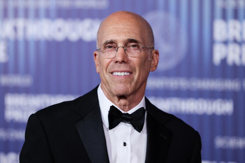 US media producer Jeffrey Katzenberg arrives at the Tenth Breakthrough Prize Ceremony at the Academy Museum of Motion Pictures in Los Angeles, California, on April 13, 2024. (Photo by ETIENNE LAURENT / AFP) (Photo by ETIENNE LAURENT/AFP via Getty Images)