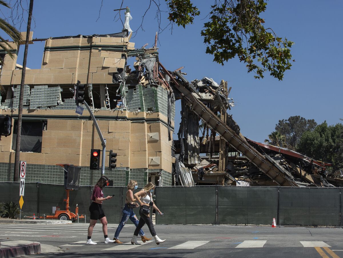 Demolition of the Art of the Americas Building at the Los Angeles County Museum of Art.