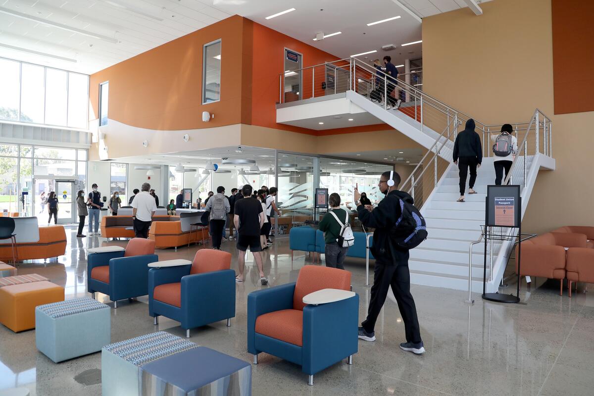 Students and visitors explore OCC's student union after a ribbon-cutting dedication and open house event on Thursday.
