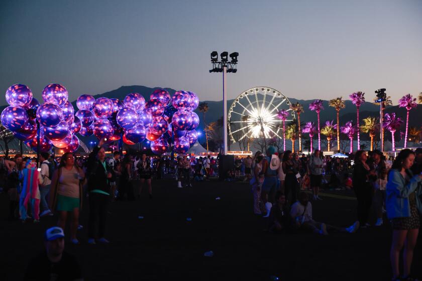 Coachella Valley, CA - April 14: The night scene at Coachella on Friday, April 14, 2023 in Coachella Valley, CA. (Dania Maxwell / Los Angeles Times).