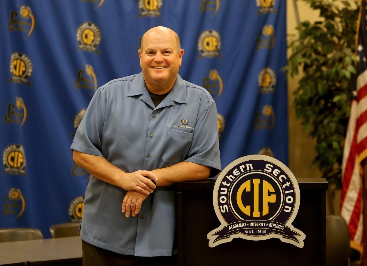 Rob Wigod, CIF Southern Section Commissioner, stands in the headquarters of the Southern Section offices in Los Alamitos. 
