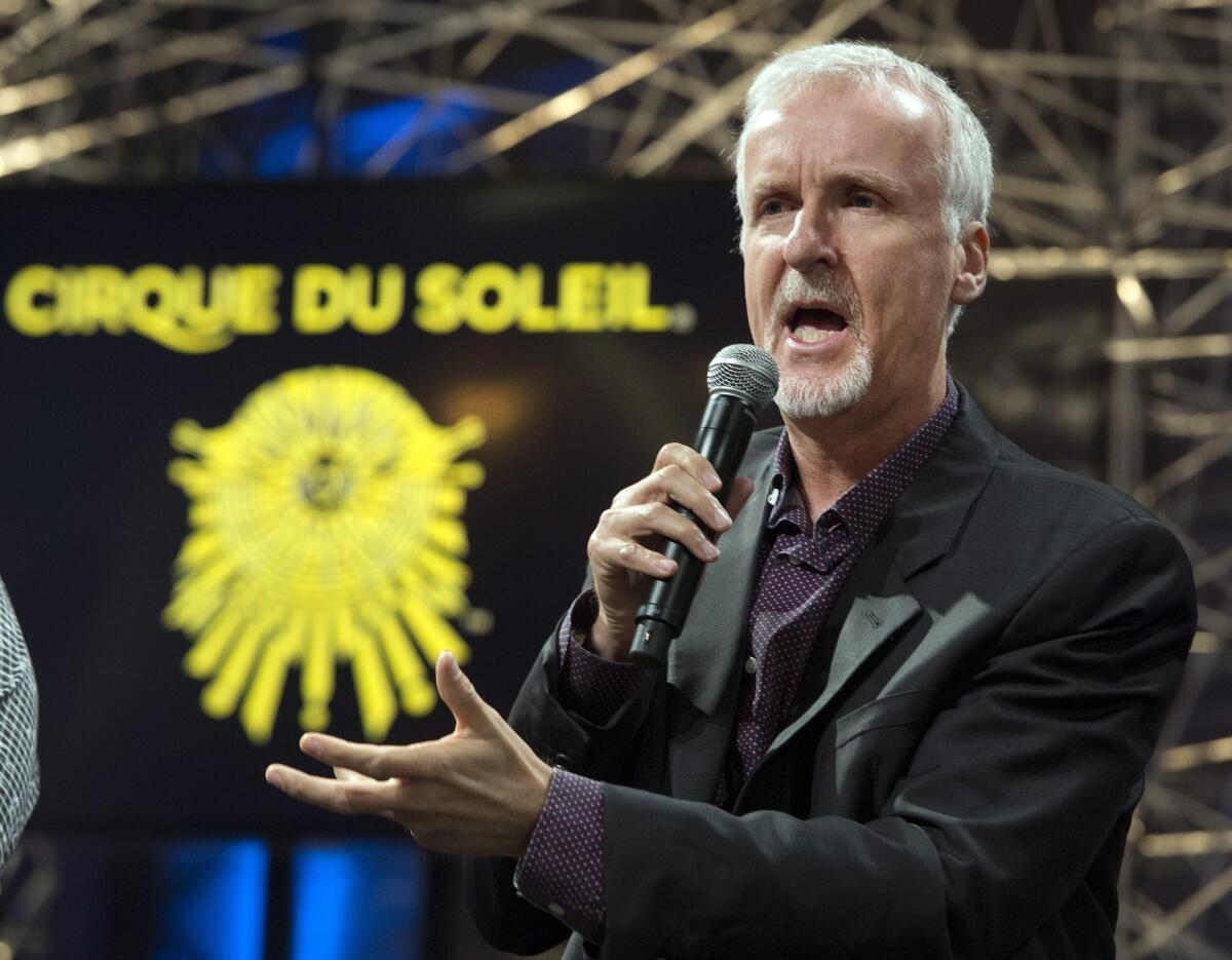 James Cameron announcing a new Cirque du Soleil show based on his movie "Avatar."