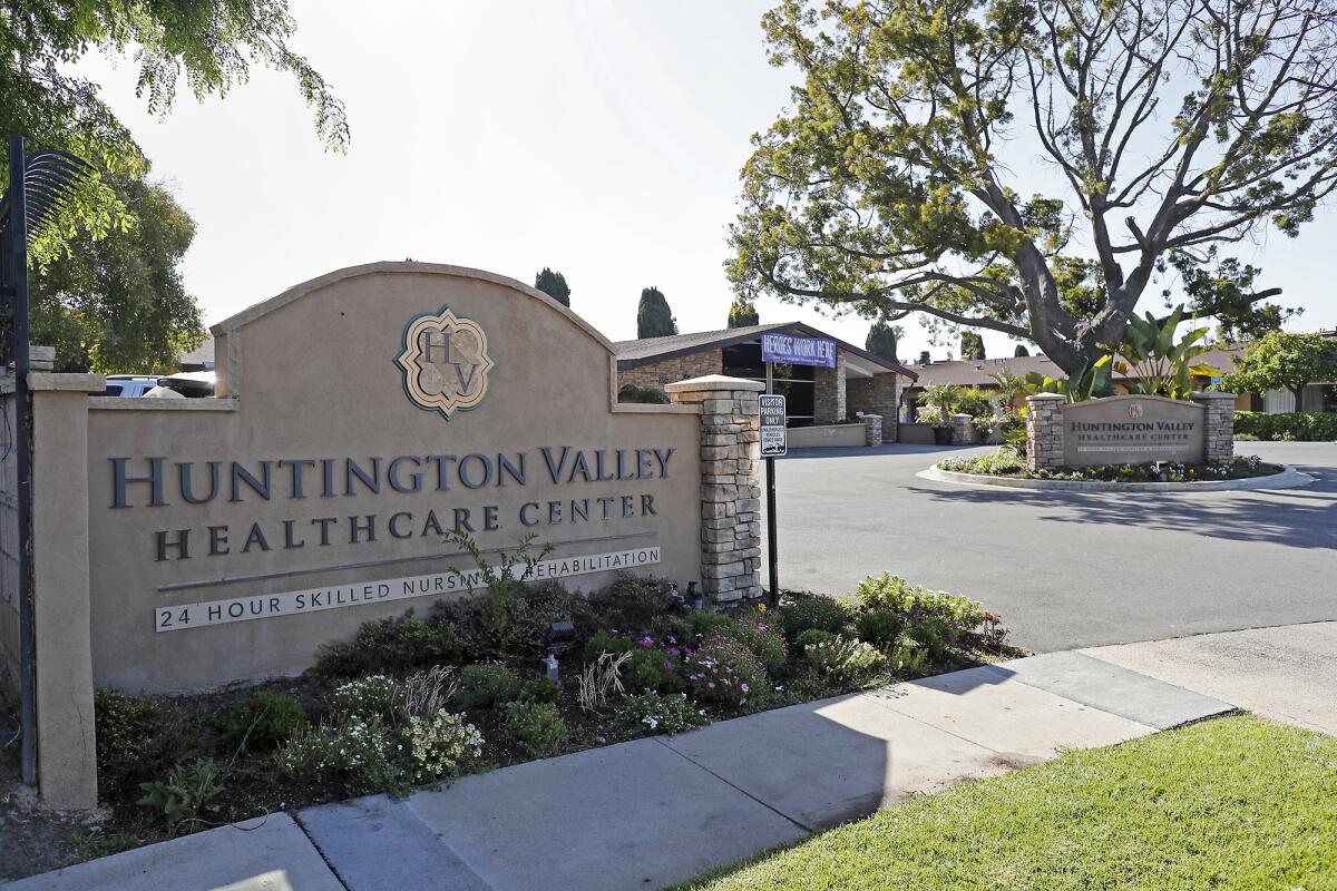 Huntington Valley Healthcare Center in Huntington Beach had its first two deaths Tuesday related to the coronavirus pandemic and 96 cases have been identified among residents and staff.