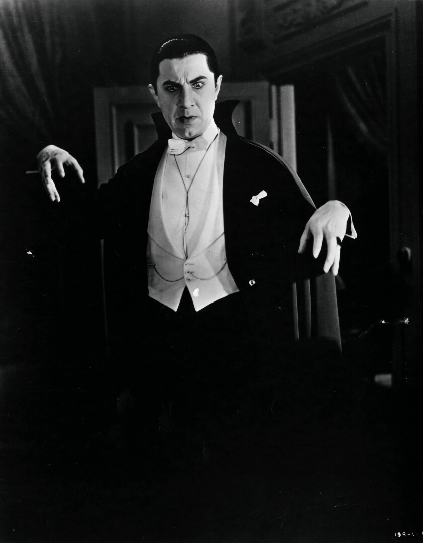 Actor Bela Lugosi dressed as a vampire in the movie “Dracula.”