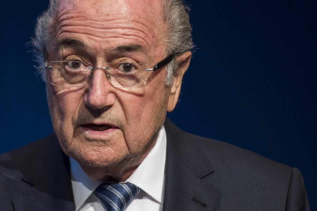 FIFA President Sepp Blatter speaks at a news conference in Zurich, Switzerland on June 2.
