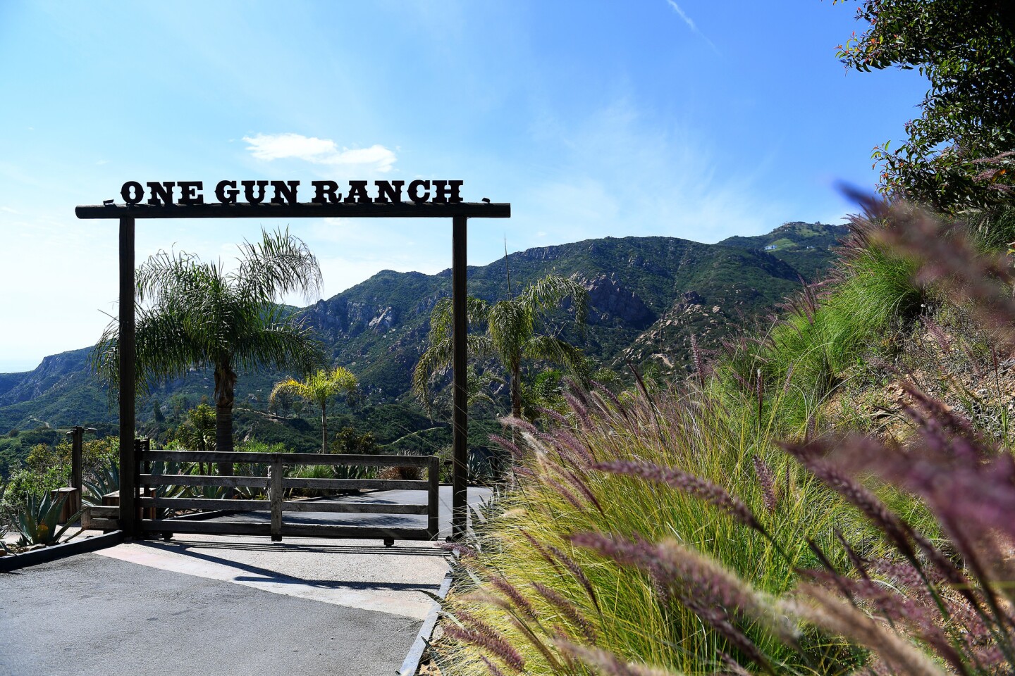 The entrance to One Gun Ranch in Malibu, a 24-acre biodynamic ranch nestled in the mountains overlooking the ocean, where owners Alice Bamford and Ann Eysenring are growing 50 different crops and raising rescued animals.