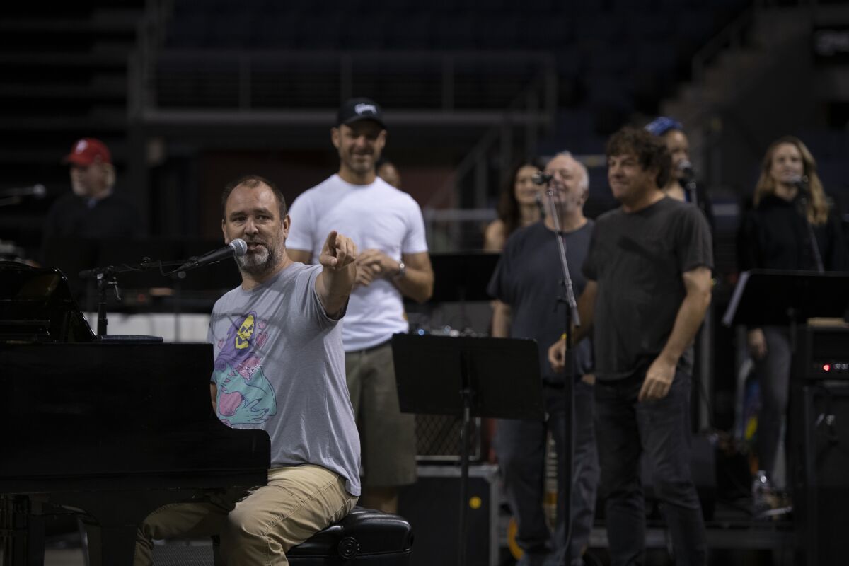 Trey Parker rehearses for the "South Park" 25th anniversary performance in Colorado.